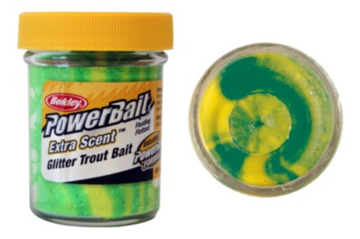 Паста Berkley Powerbait Extra Scent Glitter Trout Bait (Флуоресцентный зеленый/желтый)